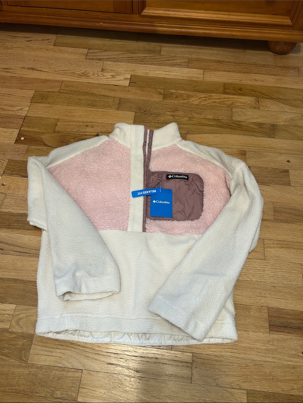 Columbia Kids Cream and Pink Sherpa Pullover Jacket